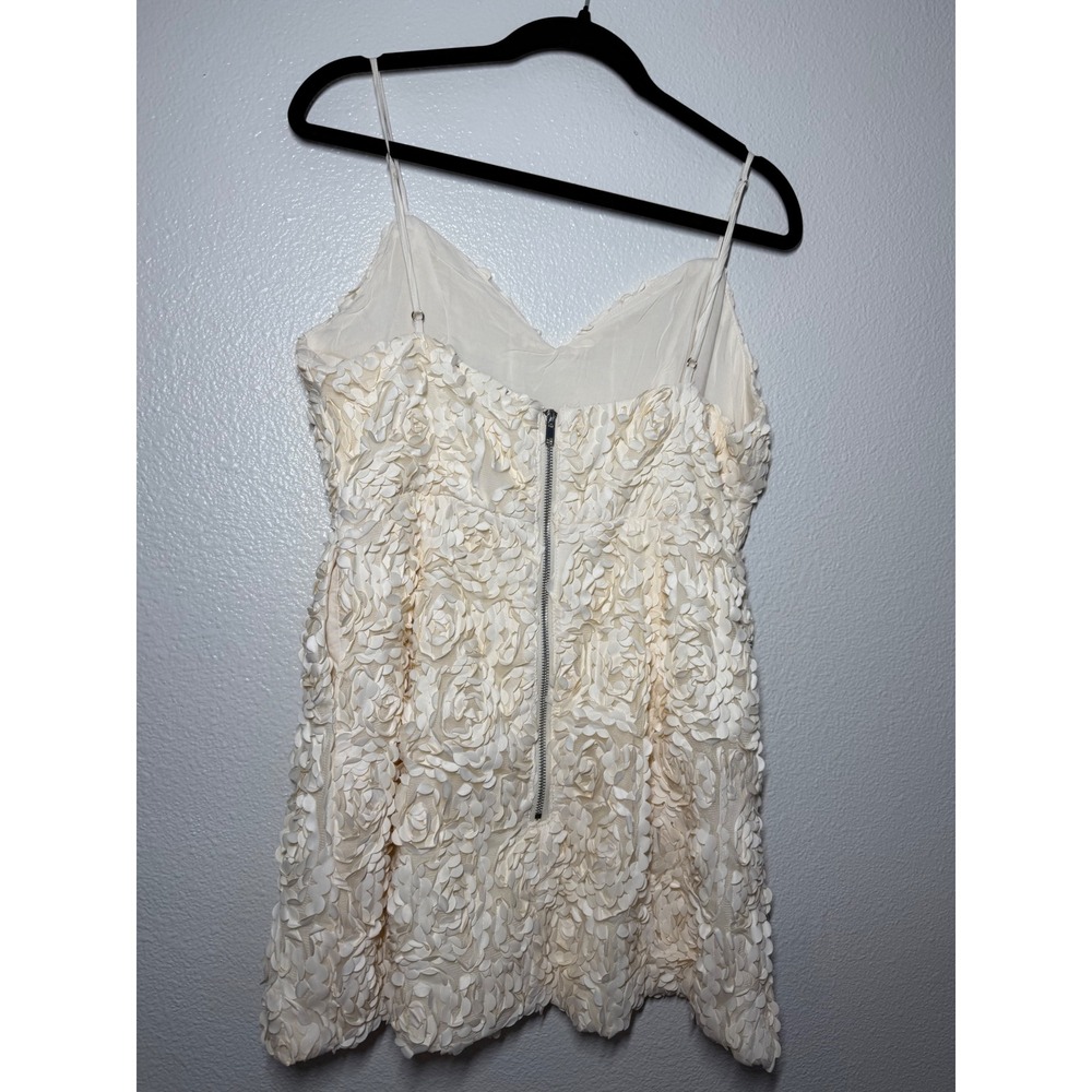 Alpha & Omega Cream 3D Rosette Floral Mini Dress V-Neck Spaghetti Strap Medium - Picture 9 of 10